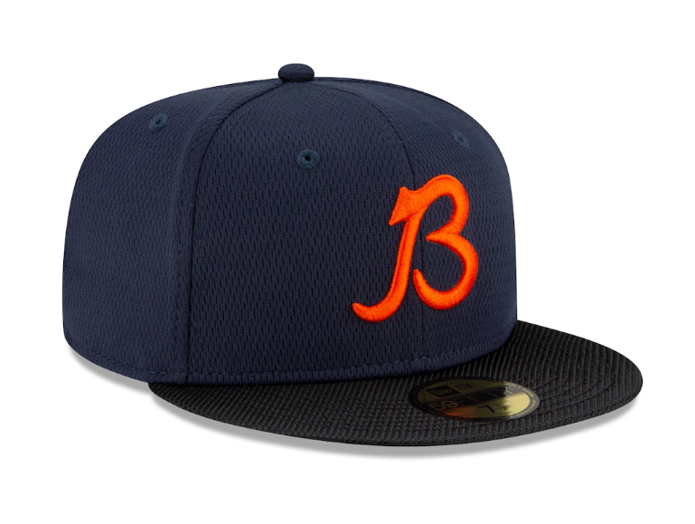 Men's Chicago Bears New Era Navy/Black 2021 NFL Sideline Road 59FIFTY Fitted Hat