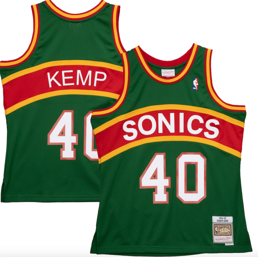 Men's Seattle SuperSonics Shawn Kemp Mitchell & Ness Green 1994-95 Hardwood Classics Reload 2.0 Swingman Jersey