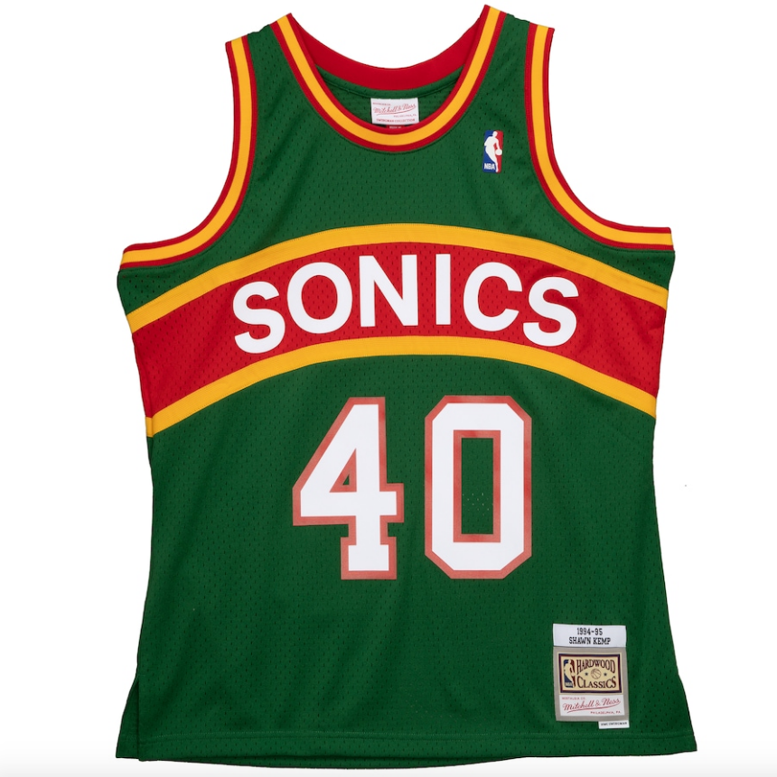Men's Seattle SuperSonics Shawn Kemp Mitchell & Ness Green 1994-95 Hardwood Classics Reload 2.0 Swingman Jersey