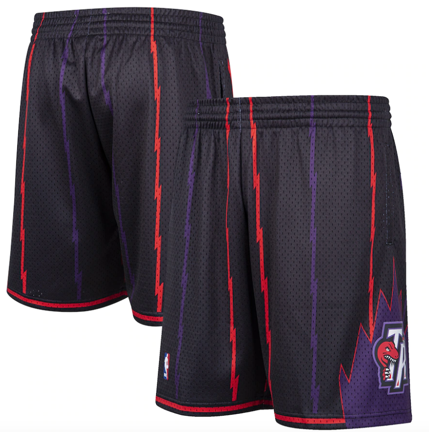 Men's Toronto Raptors Mitchell & Ness Black Hardwood Classic Reload Swingman Shorts