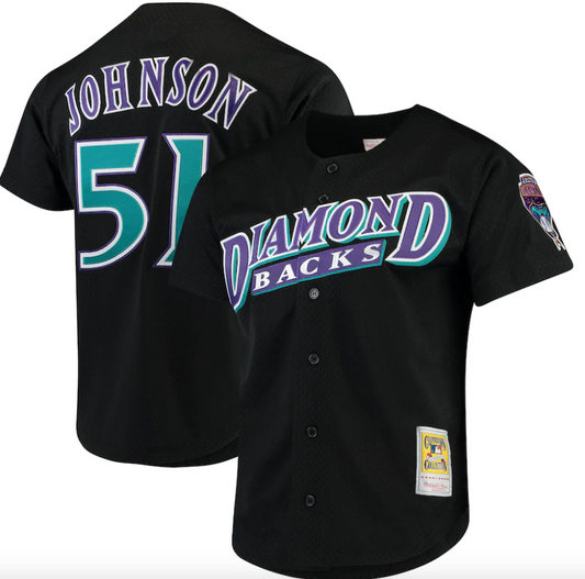 Men’s Arizona Diamondbacks Randy Johnson Mitchell & Ness Black Cooperstown Collection Batting Practice Jersey