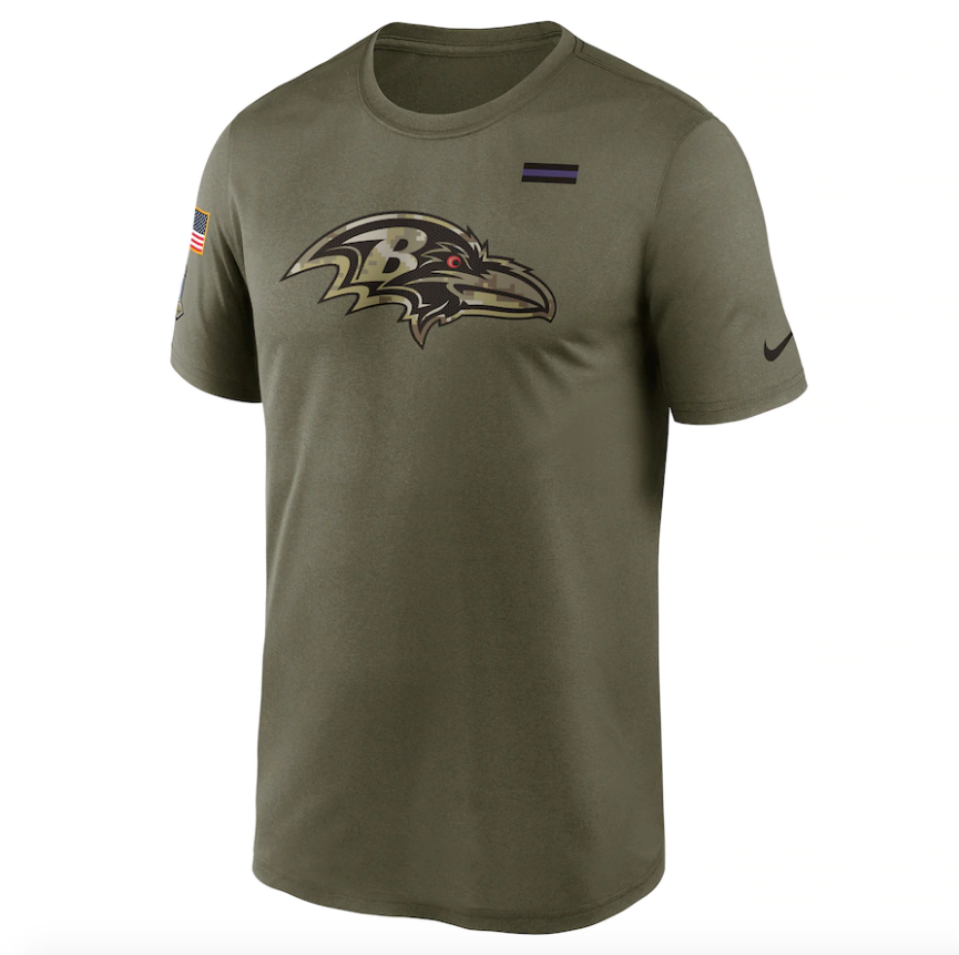 Men's Baltimore Ravens Nike Olive 2021 Salute To Service Legend Performance T-Shirt