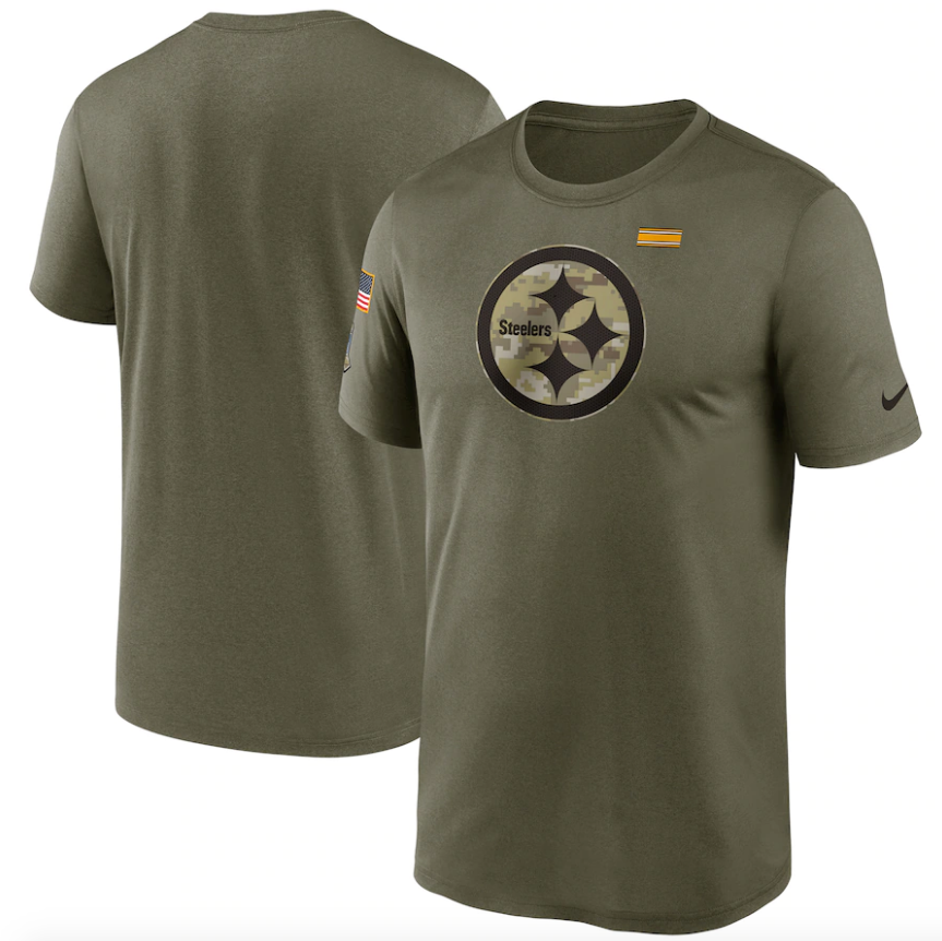 Men's Pittsburgh Steelers Nike Olive 2021 Salute To Service Legend Performance T-Shirt