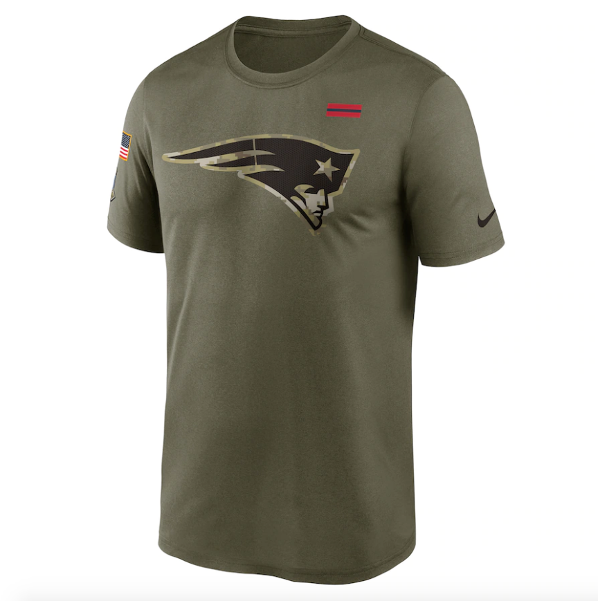 Men's New England Patriots Nike Olive 2021 Salute To Service Legend Performance T-Shirt