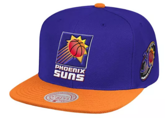 Men's Phoenix Suns Mitchell & Ness Purple/Orange NBA Patches 2 Tone Snapback Adjustable Hat