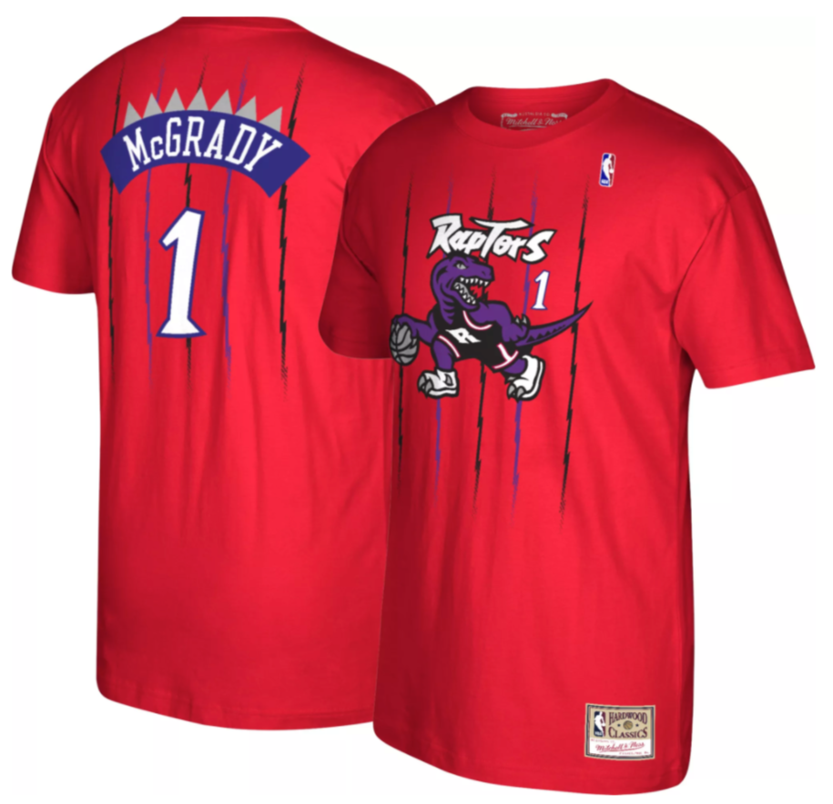 Men's Toronto Raptors Tracy McGrady Mitchell & Ness Red Reload Name & Number T-Shirt