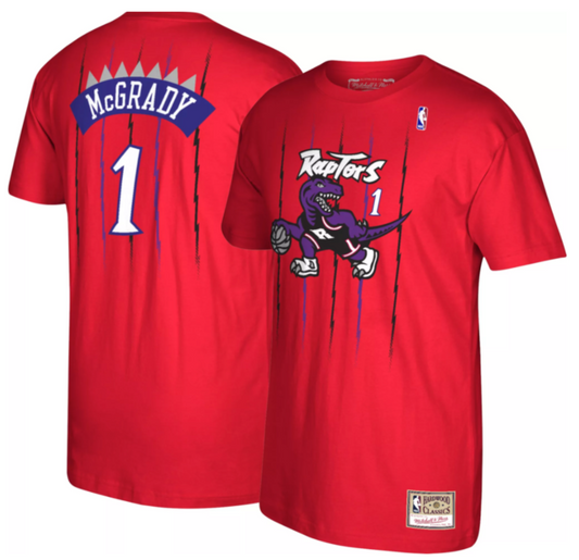 Men's Toronto Raptors Tracy McGrady Mitchell & Ness Red Reload Name & Number T-Shirt