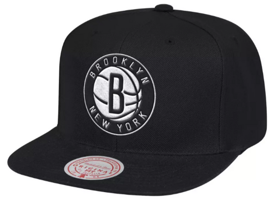 Men's Brooklyn Nets Mitchell & Ness Black Basic Core Wool Snapback Hat
