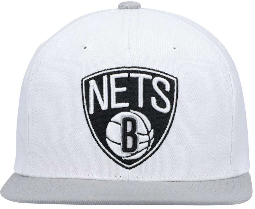 Men's Brooklyn Nets Mitchell & Ness Core Basic Snapback Hat - White/Gray