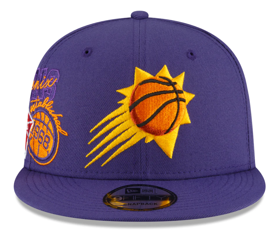 Mens Phoenix Suns NBA 2022 Back Half New Era Purple 9FIFTY Snapback Hat