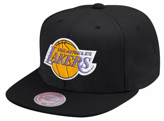 Men's Mitchell & Ness Los Angeles Lakers Black Adjustable Snapback Hat
