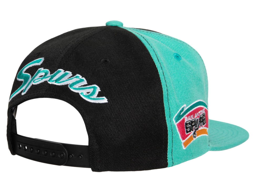 San Antonio Spurs NBA Rear Script Deadstock Mitchell & Ness Snapback Hat