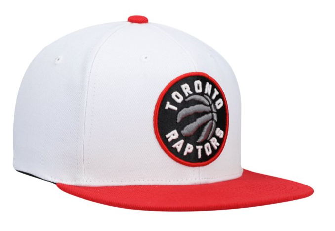 Men's Toronto Raptors NBA Core basic 2 Tone White/Red Mitchell & Ness Snapback Hat
