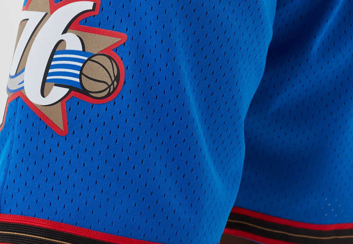 Men's Philadelphia 76ers Mitchell & Ness Hardwood Classics Team Swingman Shorts - Blue