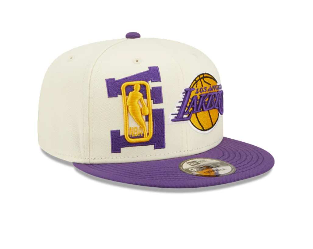 Los Angeles Lakers New Era 2022 NBA Draft 9FIFTY Snapback Adjustable Hat - Cream/Purple