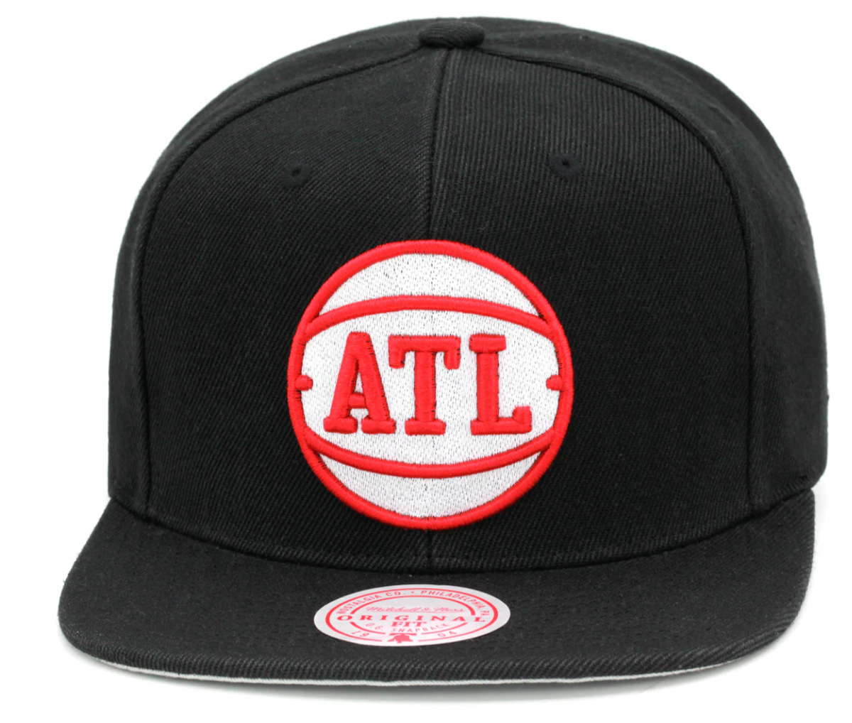 Mens NBA Atlanta Hawks Black Mitchell And Ness Basic Core Snapback Hat
