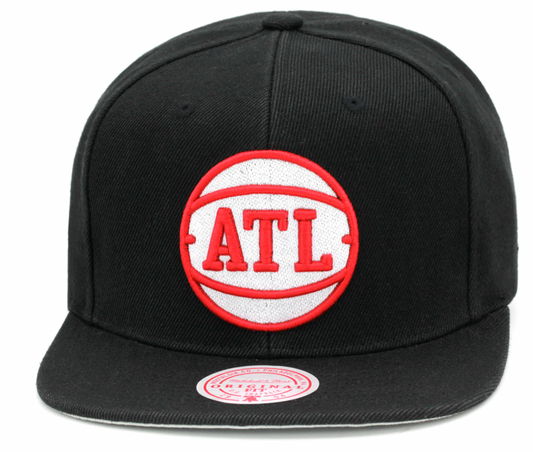 Mens NBA Atlanta Hawks Black Mitchell And Ness Basic Core Snapback Hat