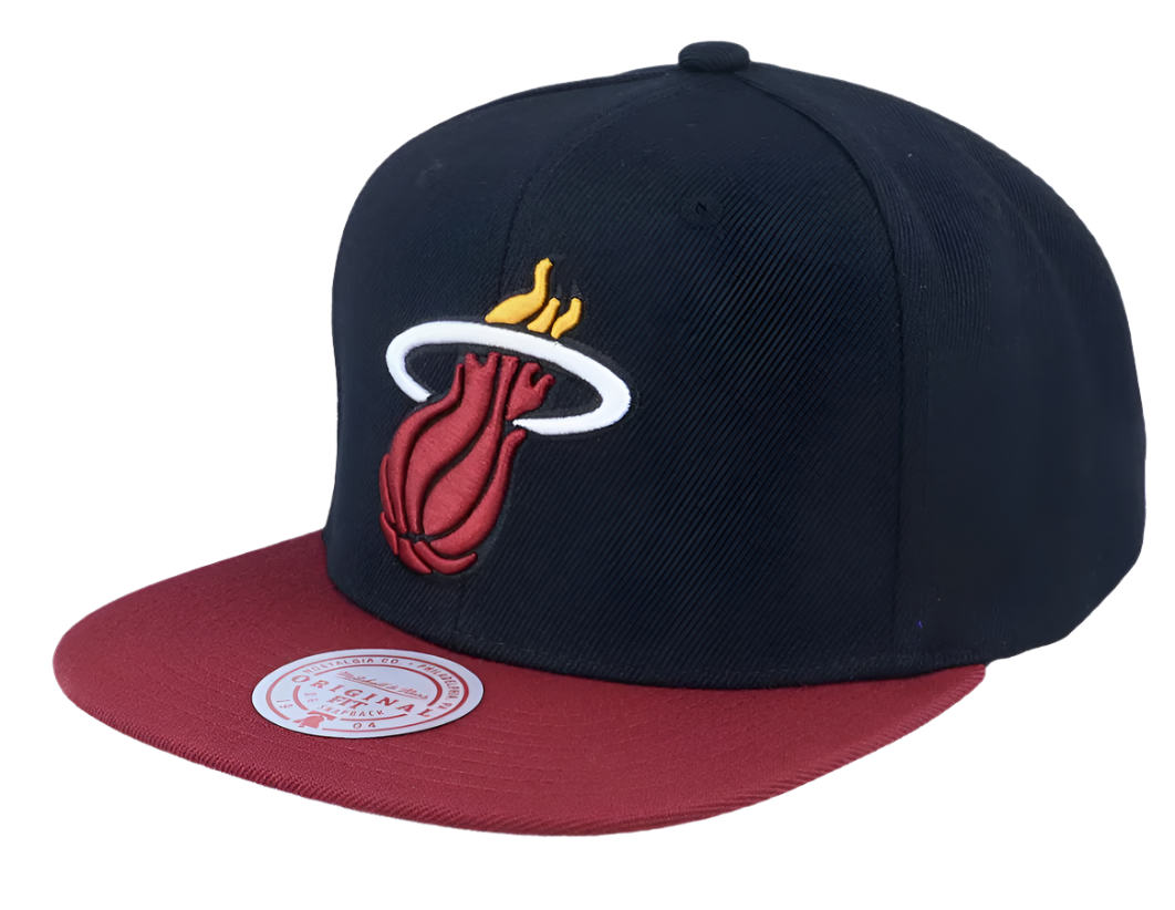 Men's Miami Heat Mitchell & Ness NBA Core Basic Black/Maroon Snapback Hat