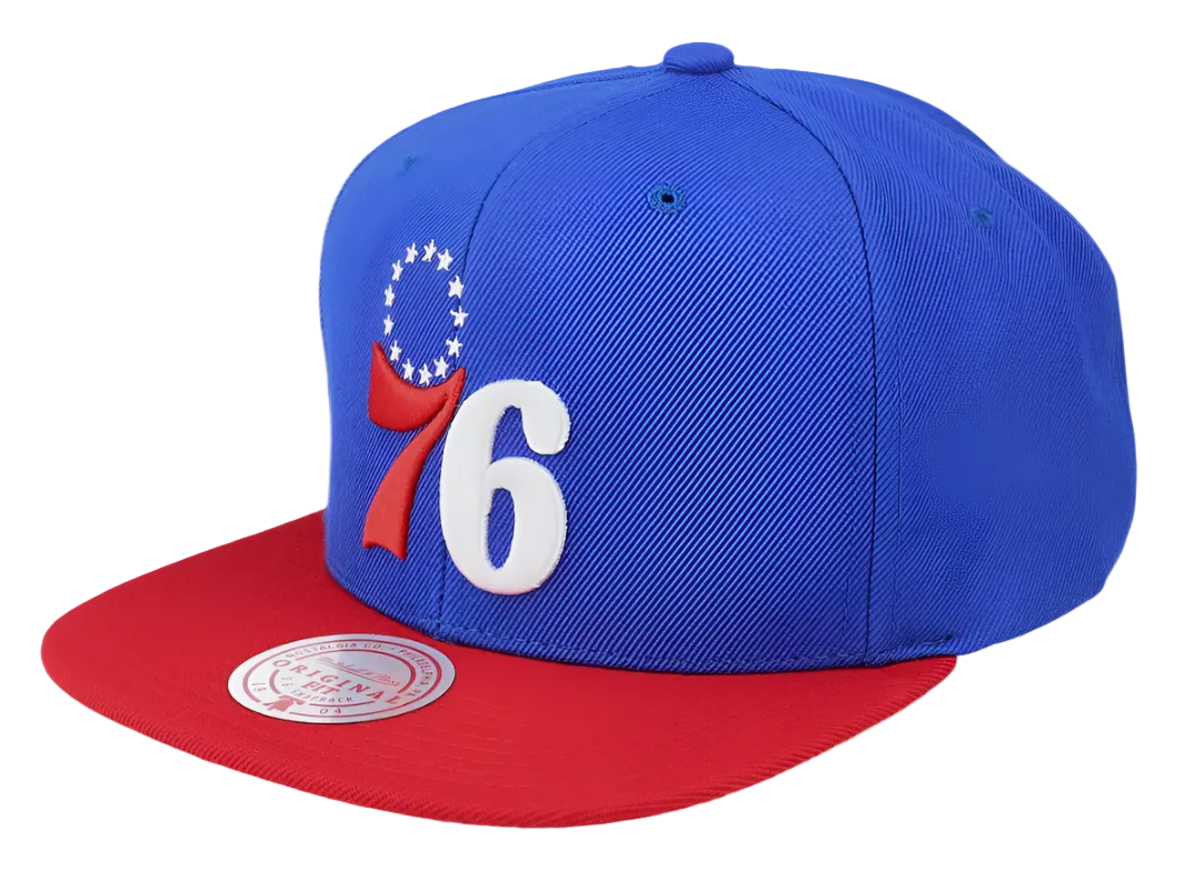 Philadelphia 76ers 2-Tone Blue/Red 2.0 Snapback Hat By Mitchell And Ness