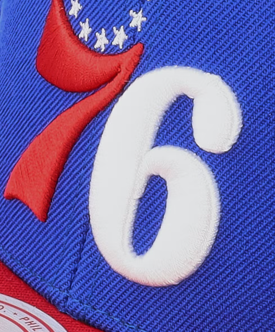 Philadelphia 76ers 2-Tone Blue/Red 2.0 Snapback Hat By Mitchell And Ness