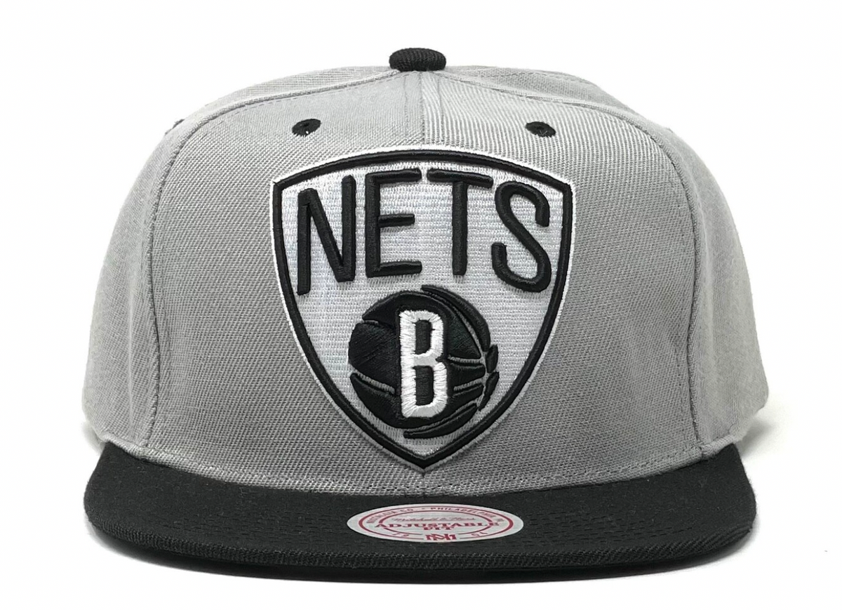 Men's Brooklyn Nets 2 Tone Gray/Black NBA XL Pop Snapback Adjustable Hat