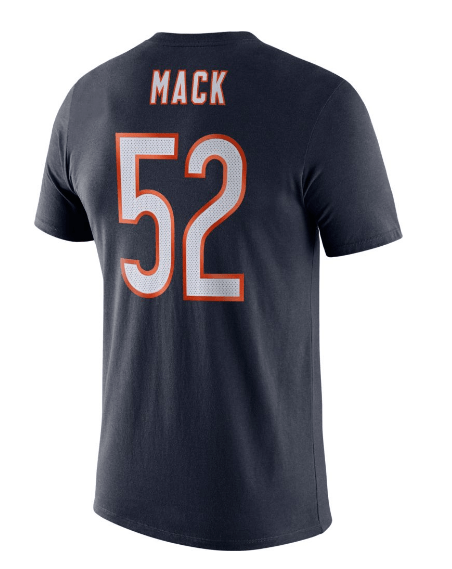 Men's Chicago Bears Khalil Mack 100th Anniversary Nike Navy Player Pride Name & Number Performance T-Shirt