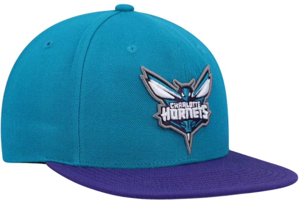 Men's Mitchell & Ness Teal/Purple Charlotte Hornets 2-Tone 2.0 Snapback Hat