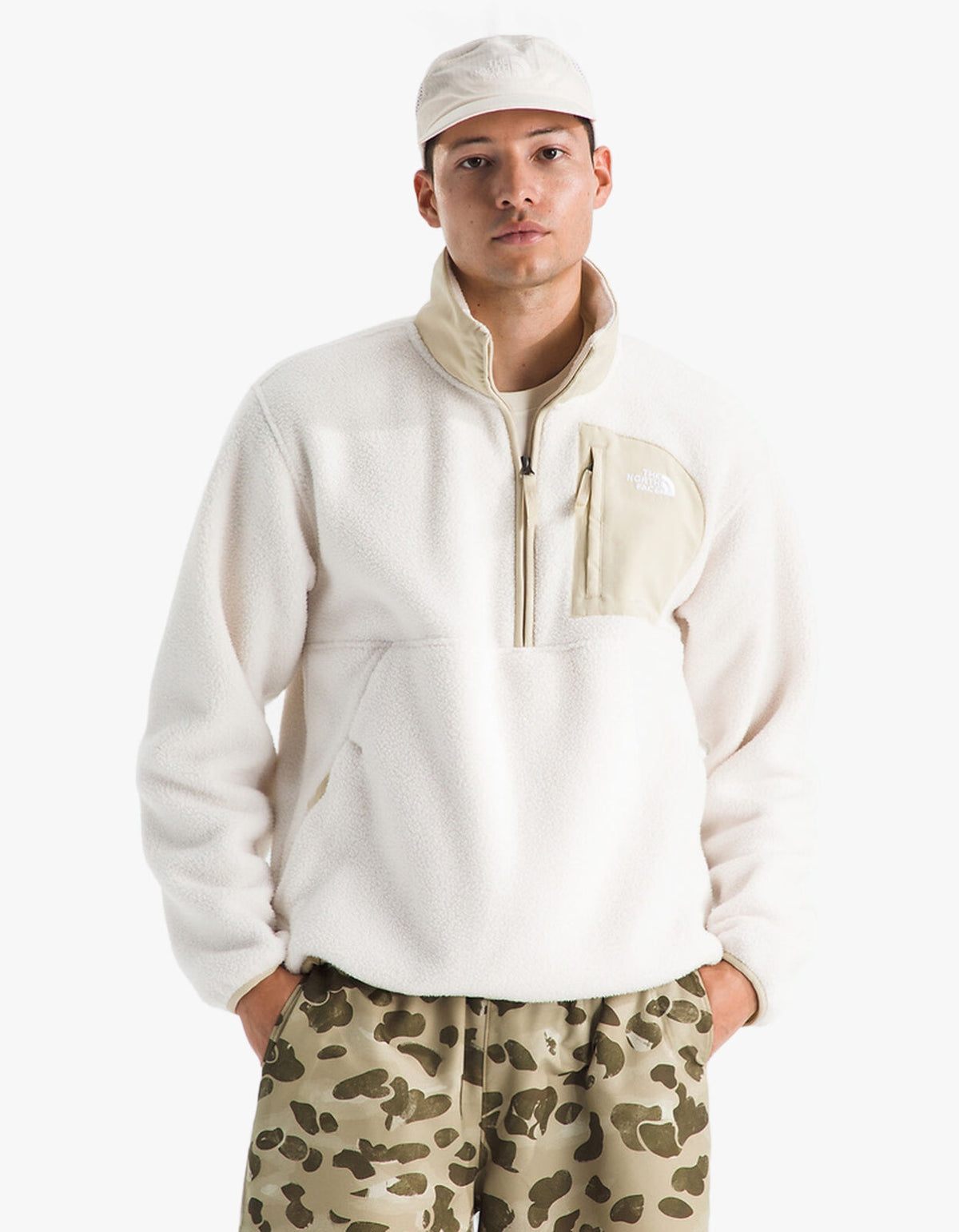 Mens Yumiori Offpeak Half Zip Jacket - White Dune/Desert Stone