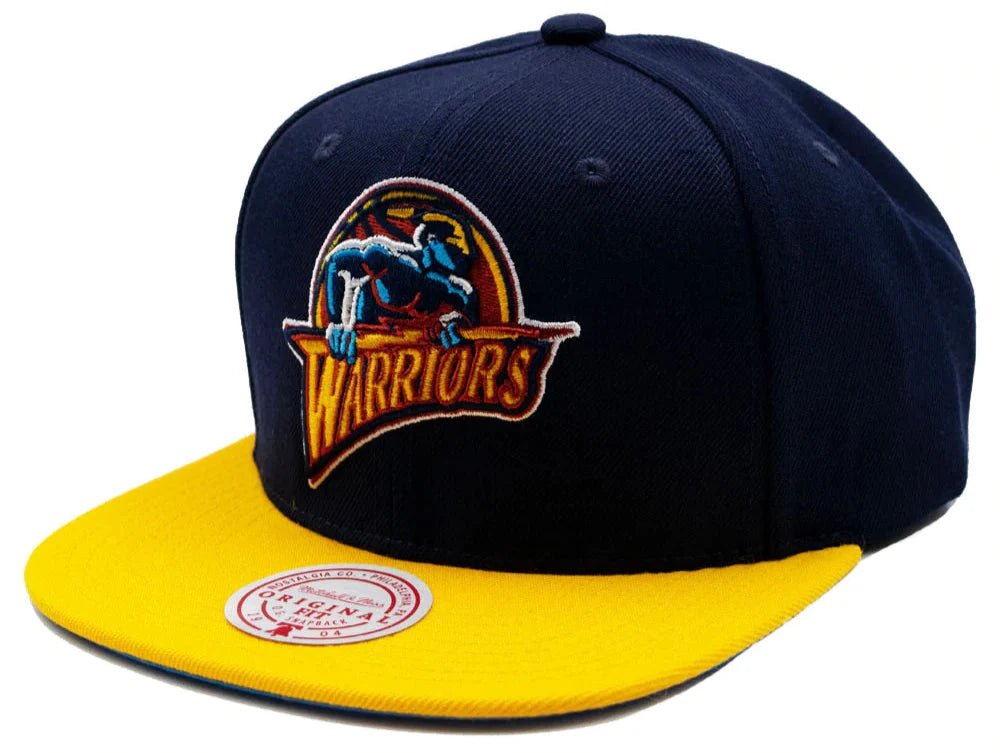 Men's Golden State Warriors 2 Tone Navy/Gold HWC Mitchell & Ness Snapback Hat