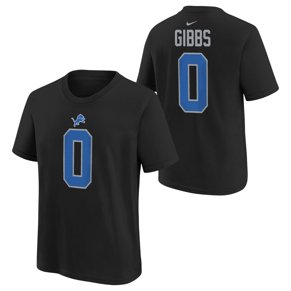 Youth Jahmyr Gibbs Detroit Lions Nike Black FUSE Name & Number T-Shirt