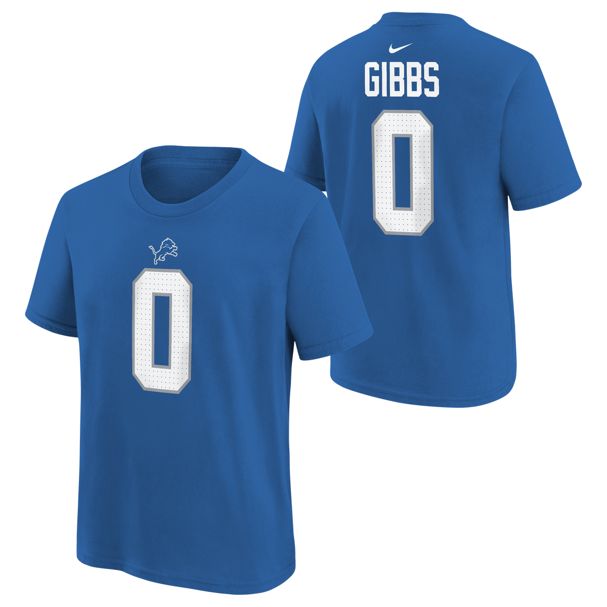Youth Jahmyr Gibbs Detroit Lions Nike Blue FUSE Name & Number T-Shirt