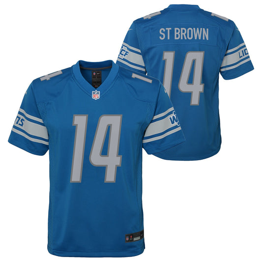 Youth Detroit Lions Amon-Ra St. Brown Nike Blue Game Jersey