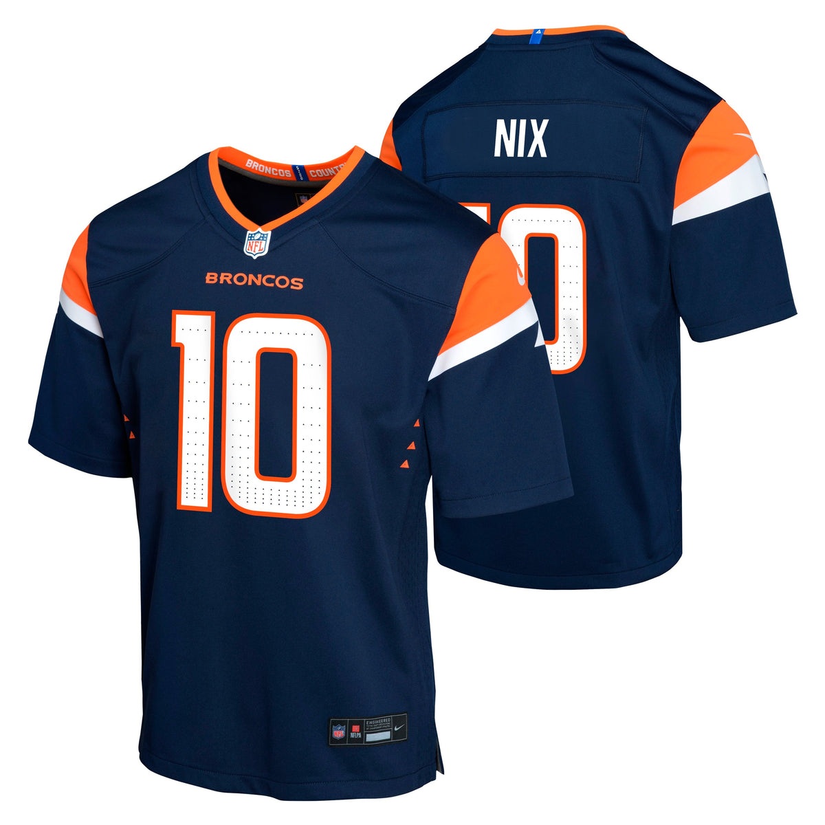 Youth Denver Broncos Bo Nix Nike Navy Game Team Jersey