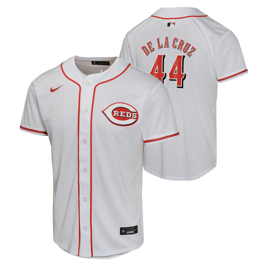 Youth Elly De La Cruz Cincinnati Reds NIKE White Home Game Replica Jersey