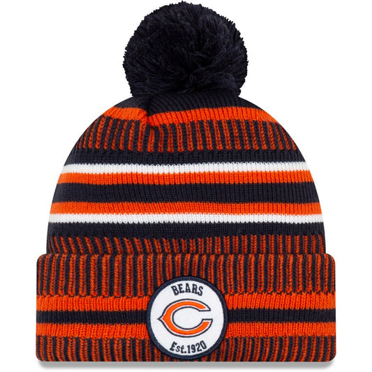 Chicago Bears New Era 2019 NFL Sideline Home Official Logo Sport Knit Hat - Navy/Orange