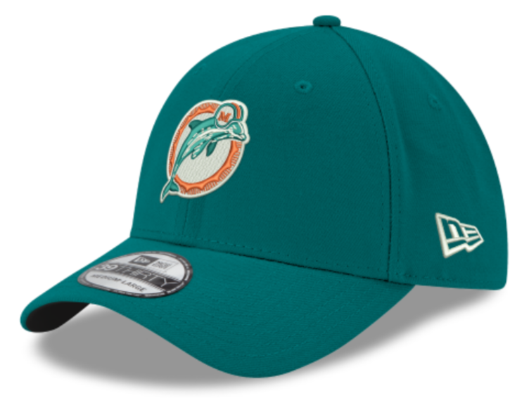 Men's Miami Dolphins Alternate Logo New Era Aqua Team Classic 39THIRTY Flex Hat