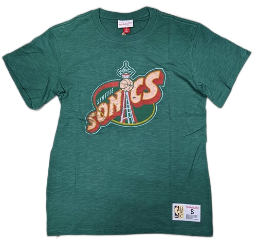 Men's Seattle SuperSonics NBA Legendary Slub Green Tee By Mitchell And Ness