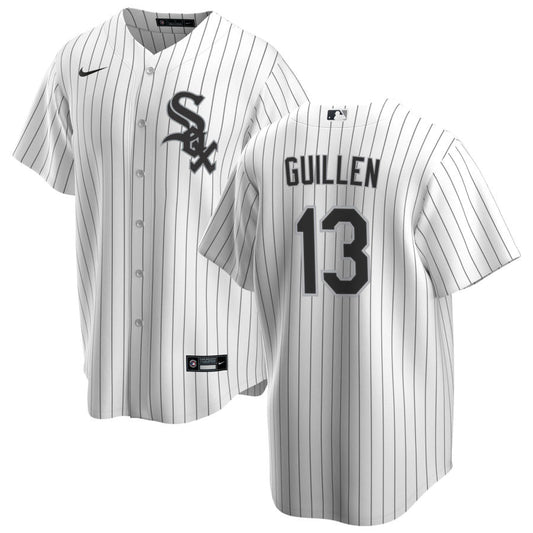 NIKE Men's Ozzie Guillen Chicago White Sox White Home Replica Jersey With Premium Twill Lettering