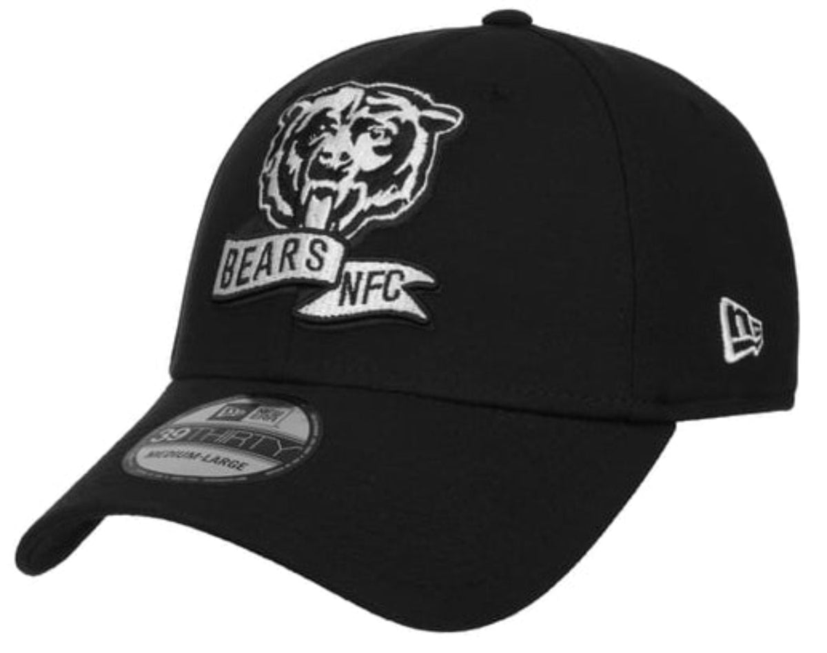 Men's Chicago Bears New Era Black Mascot Logo 2022 Sideline 39THIRTY Flex Hat