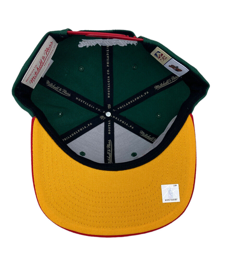 Men's Seattle Supersonics NBA Core Basic 2 Tone Green/Maroon HWC Mitchell & Ness Snapback Hat