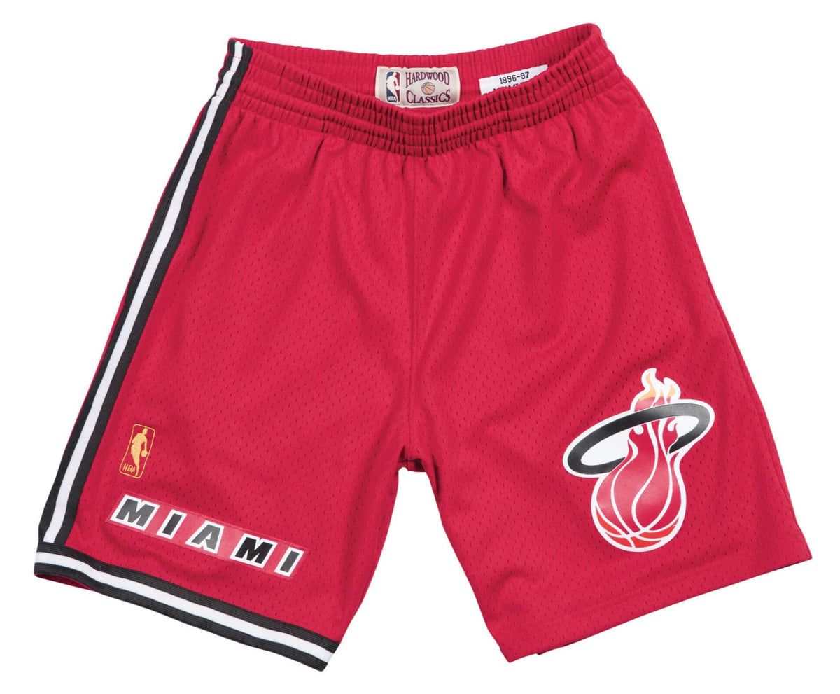 Men's Miami Heat Mitchell and Ness Hardwood Classics Red 1996-97 Swingman Shorts