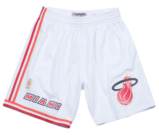 Men's Miami Heat Mitchell and Ness Hardwood Classics White 1996-97 Swingman Shorts