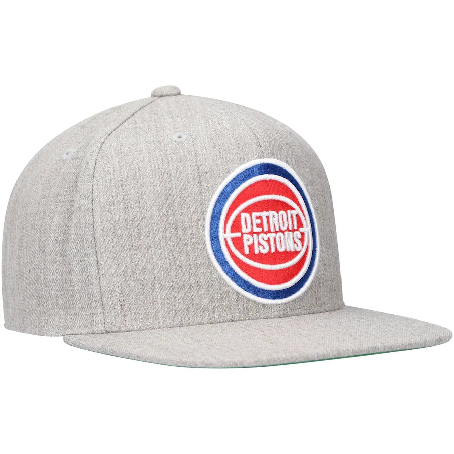 Detroit Pistons Gray Heather 2.0 Mitchell & Ness Snapback Hat