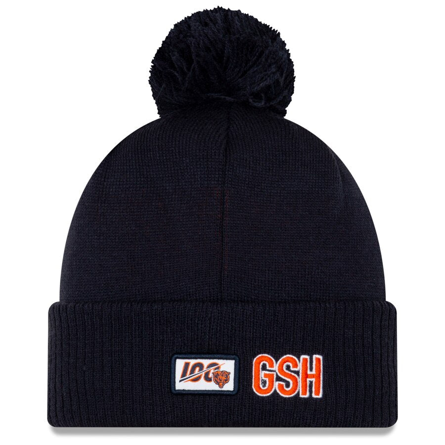 Men's New Era Navy Chicago Bears 2019 NFL Sideline Road "B" Official Sport Knit Hat