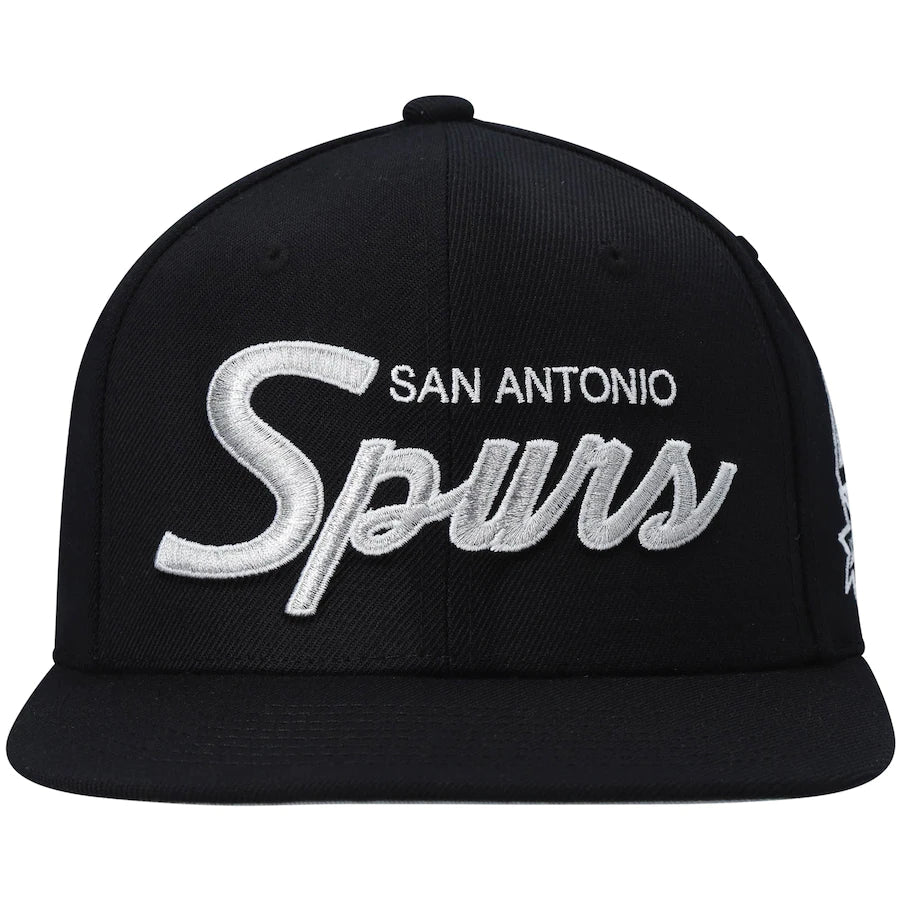 San Antonio Spurs Team Script 2.0 Black Mitchell & Ness Snapback Hat