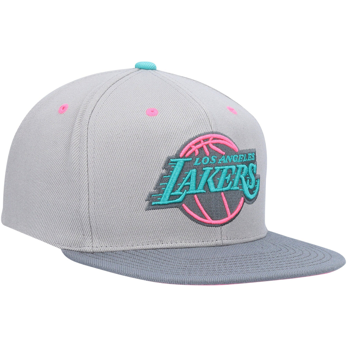 Men's Los Angeles Lakers Mitchell & Ness Gray Wolf Mags Snapback Hat