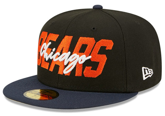 Men's Chicago Bears New Era Black/Navy 2022 NFL Draft On Stage 59FIFTY Fitted Hat
