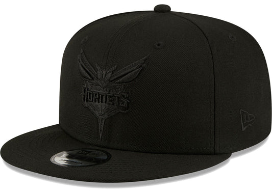 Men's Charlotte Hornets New Era Black On Black Color Pack 9FIFTY Snapback Hat