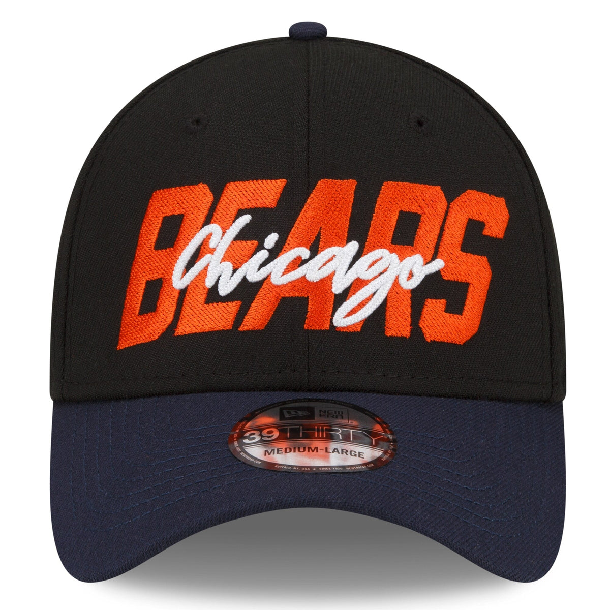Men's Chicago Bears New Era Black/Navy 2022 NFL Draft 39THIRTY Flex Hat