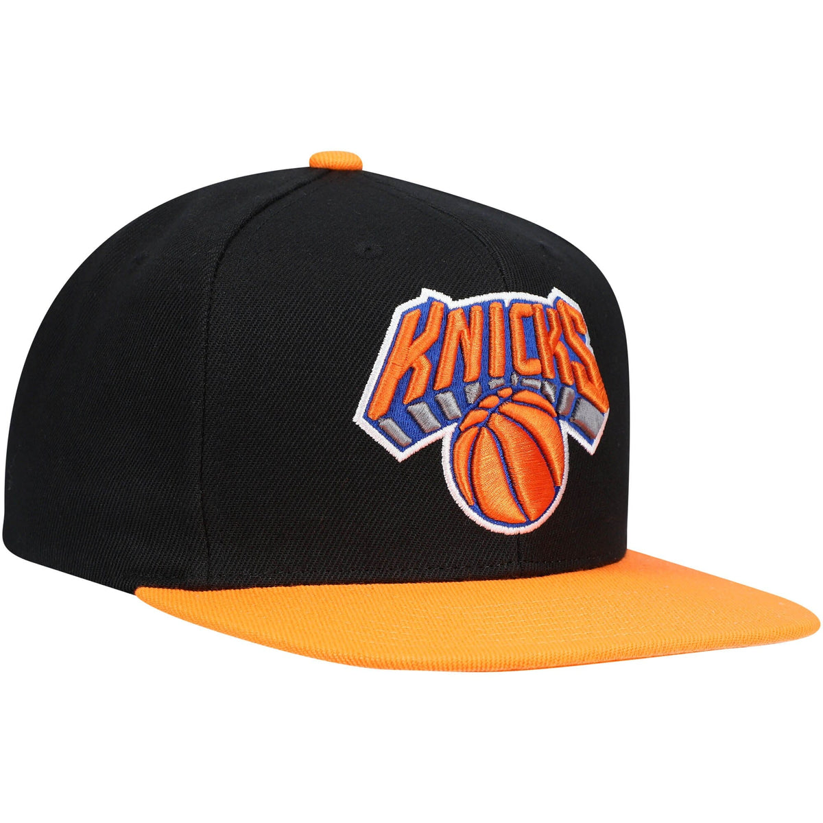 Men's New York Knicks Mitchell & Ness NBA Core Basic Black And Orange Snapback Hat